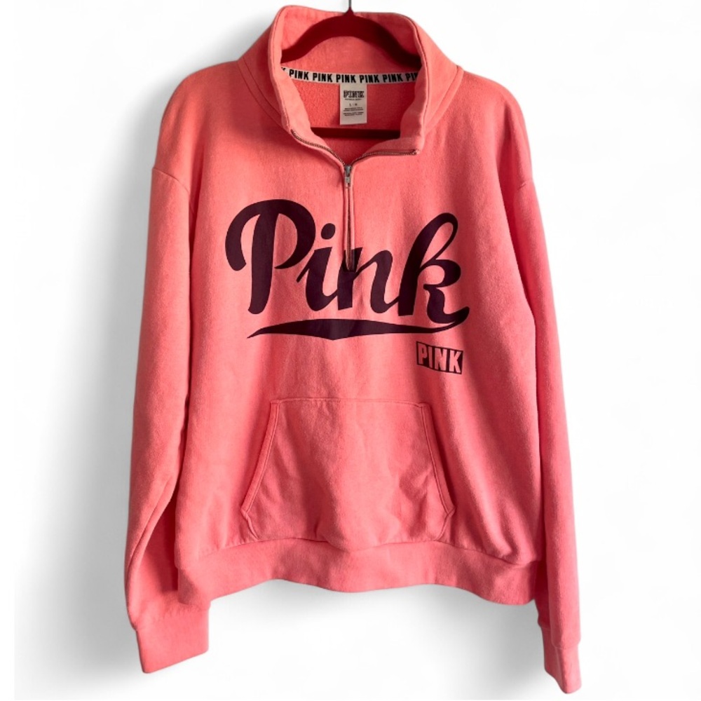 PINK Victoria's Secret 1/4 Zip Sweatshirt with Pocket Size L